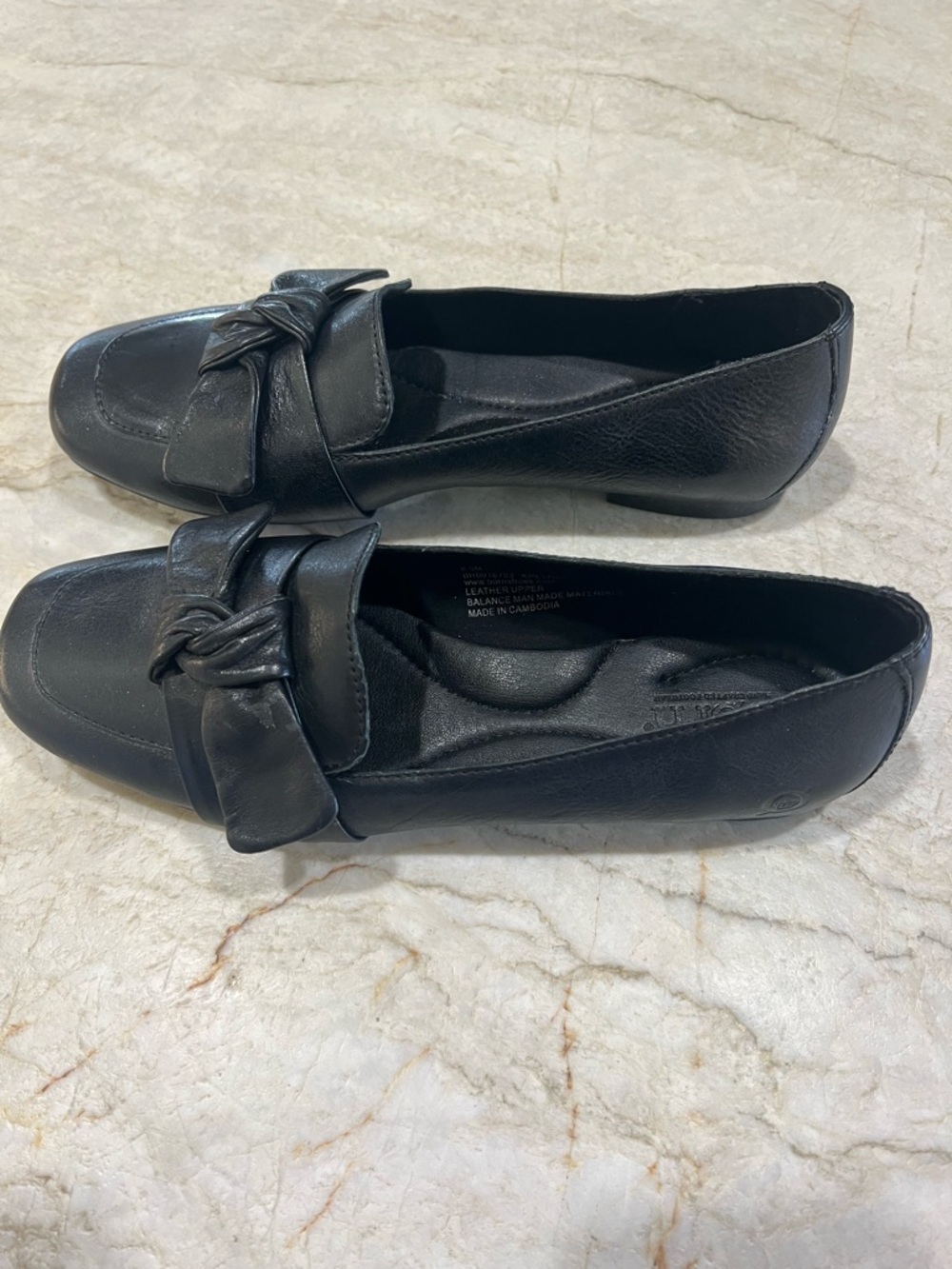 Børn Women’s Black Leather Bow Loafers Flats | Size 8.5 - Picture 5 of 10